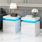 Set of 2 Levis Bedside Tables LED Lift-up Storage with 2 Drawers - White