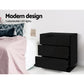 Set of 2 Lachine Bedside Tables LED with 3 Drawers - Black
