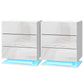 Set of 2 Lachine Bedside Tables LED with 3 Drawers - White