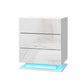 Set of 2 Lachine Bedside Tables LED with 3 Drawers - White