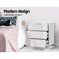 Set of 2 Lachine Bedside Tables LED with 3 Drawers - White