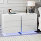 Set of 2 Lachine Bedside Tables LED with 3 Drawers - White