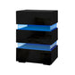 Set of 2 Perce Bedside Tables LED with 3 Drawers - Black