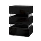 Set of 2 Perce Bedside Tables LED with 3 Drawers - Black