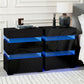 Set of 2 Perce Bedside Tables LED with 3 Drawers - Black