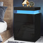 Rimouski LED High Gloss Bedside Tables Side Table RGB LED High Gloss Nightstand with 3 Drawers - Black