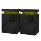 Set of 2 Rimouski Bedside Tables LED with 3 Drawers - Black