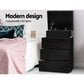 Set of 2 Rimouski Bedside Tables LED with 3 Drawers - Black