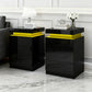 Set of 2 Rimouski Bedside Tables LED with 3 Drawers - Black