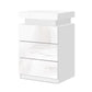 Rimouski LED High Gloss Bedside Tables Side Table RGB LED High Gloss Nightstand with 3 Drawers - White