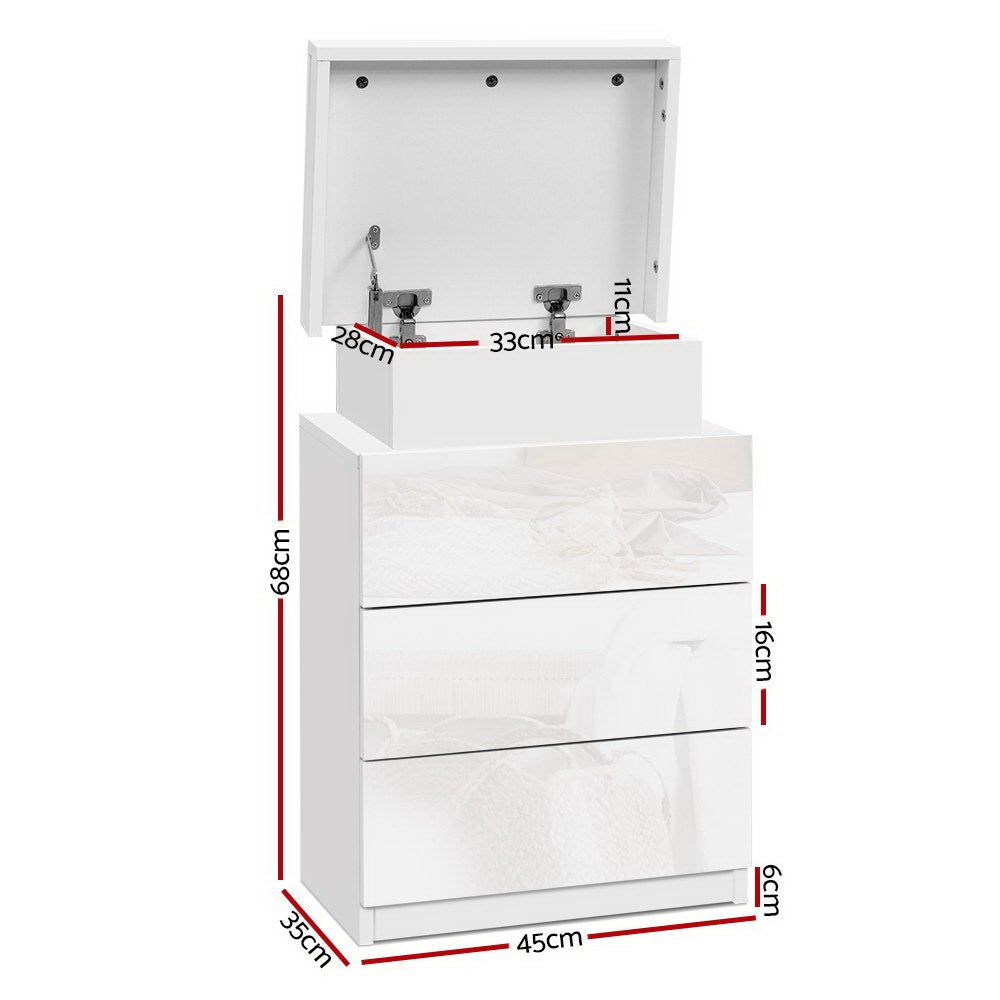 Set of 2 Rimouski Bedside Tables LED with 3 Drawers - White