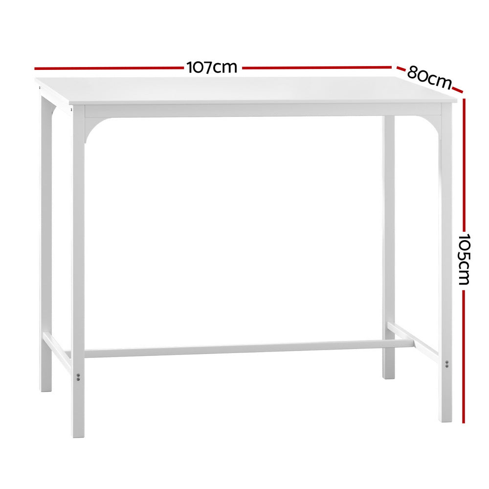 Bar Table Dining Desk High Kitchen Shelf Metal Legs Cafe Pub - White