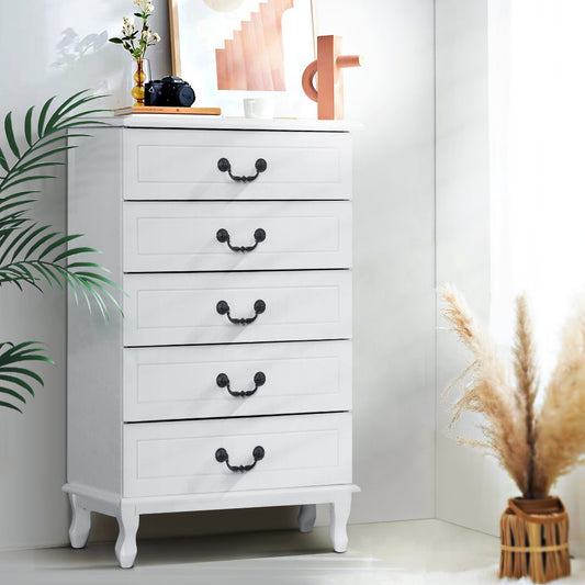 Artiss 5 Chest of Drawers - White
