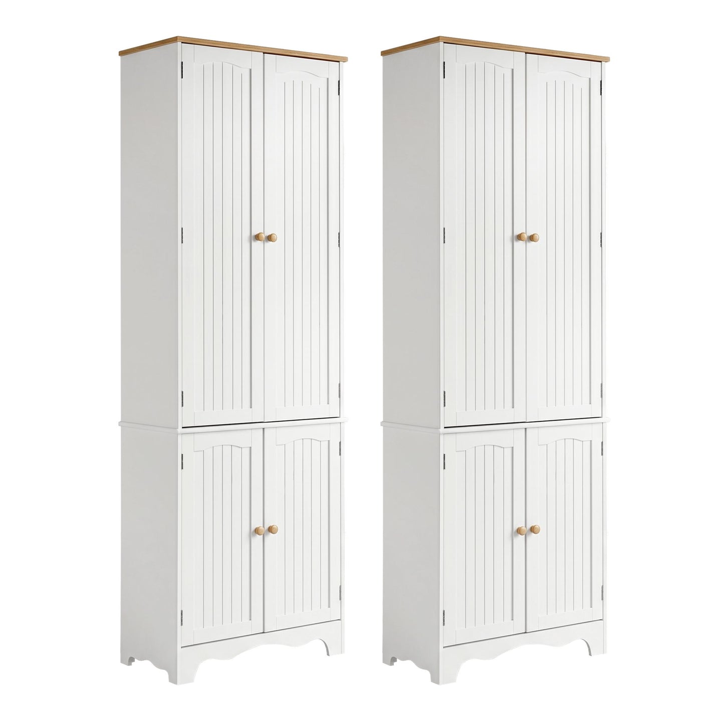 Set of 2 Lysander Buffet Sideboard Pantry Cabinet Cupboard 6-Tiers Storage Shelves - White