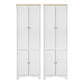 Set of 2 Lysander Buffet Sideboard Pantry Cabinet Cupboard 6-Tiers Storage Shelves - White