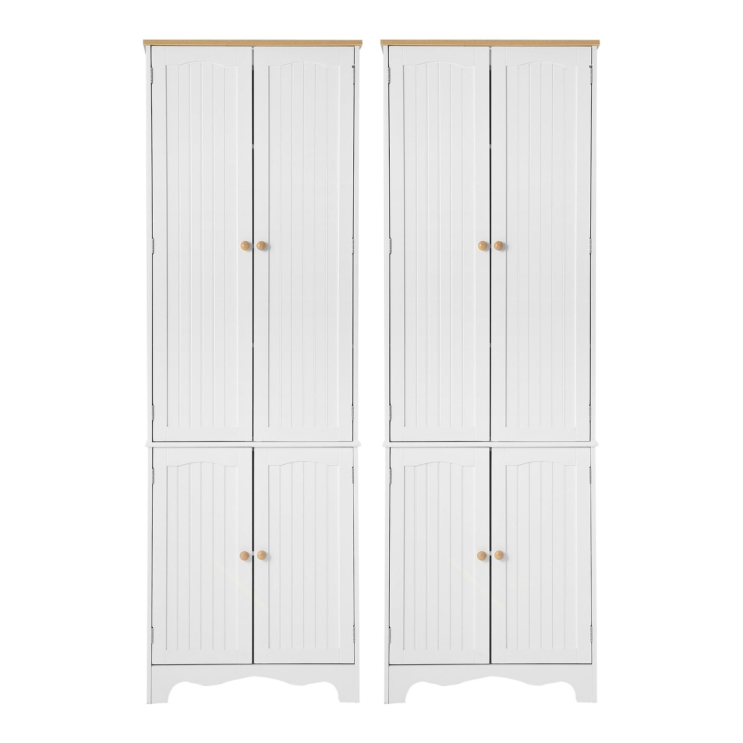 Set of 2 Lysander Buffet Sideboard Pantry Cabinet Cupboard 6-Tiers Storage Shelves - White