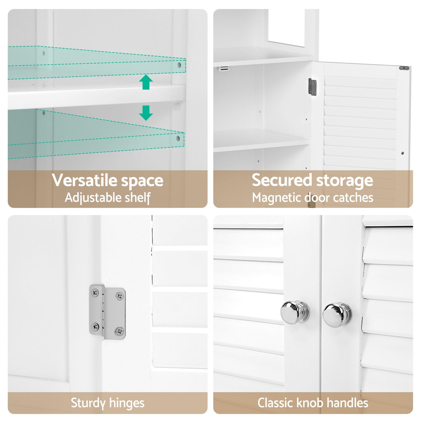 Set of 2 Draven Buffet Sideboard Cabinet Server Cupboard Kitchen Bathroom Storage - White