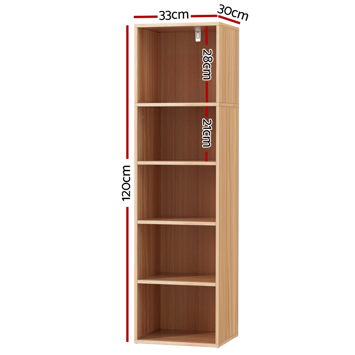 Artiss Bookshelf 5 Tiers Milo Pine