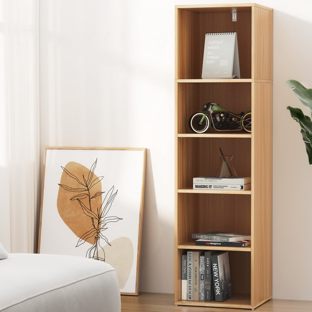Artiss Bookshelf 5 Tiers Milo Pine