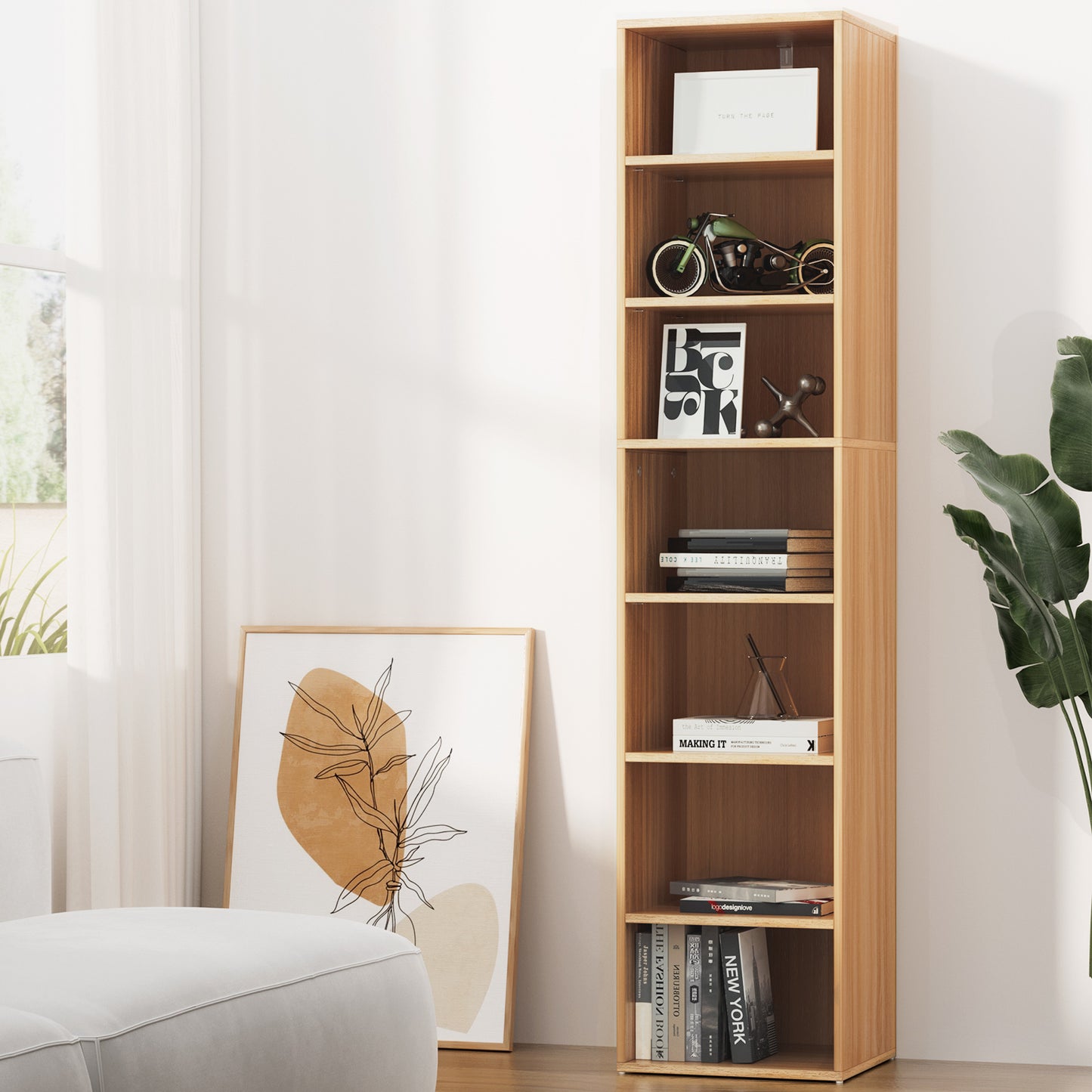 Artiss Bookshelf 7 Tiers Milo Pine