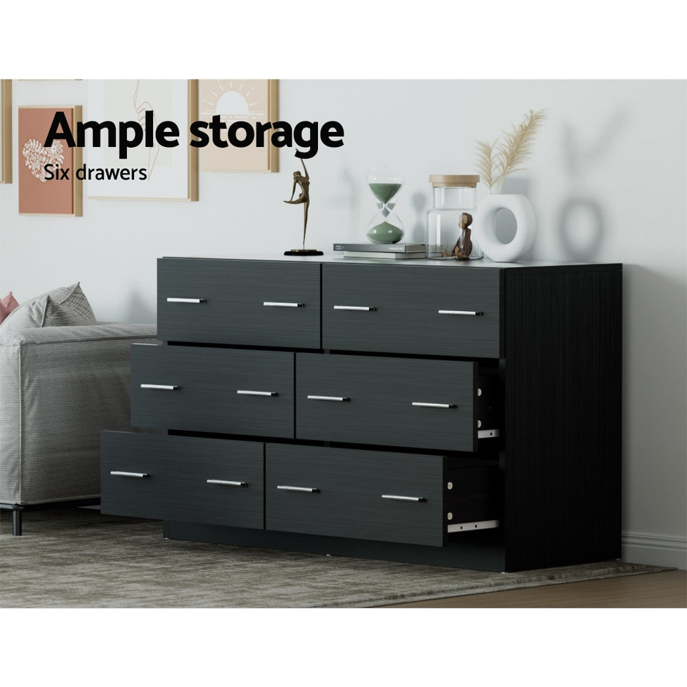 Artiss 6 Chest of Drawers - Black