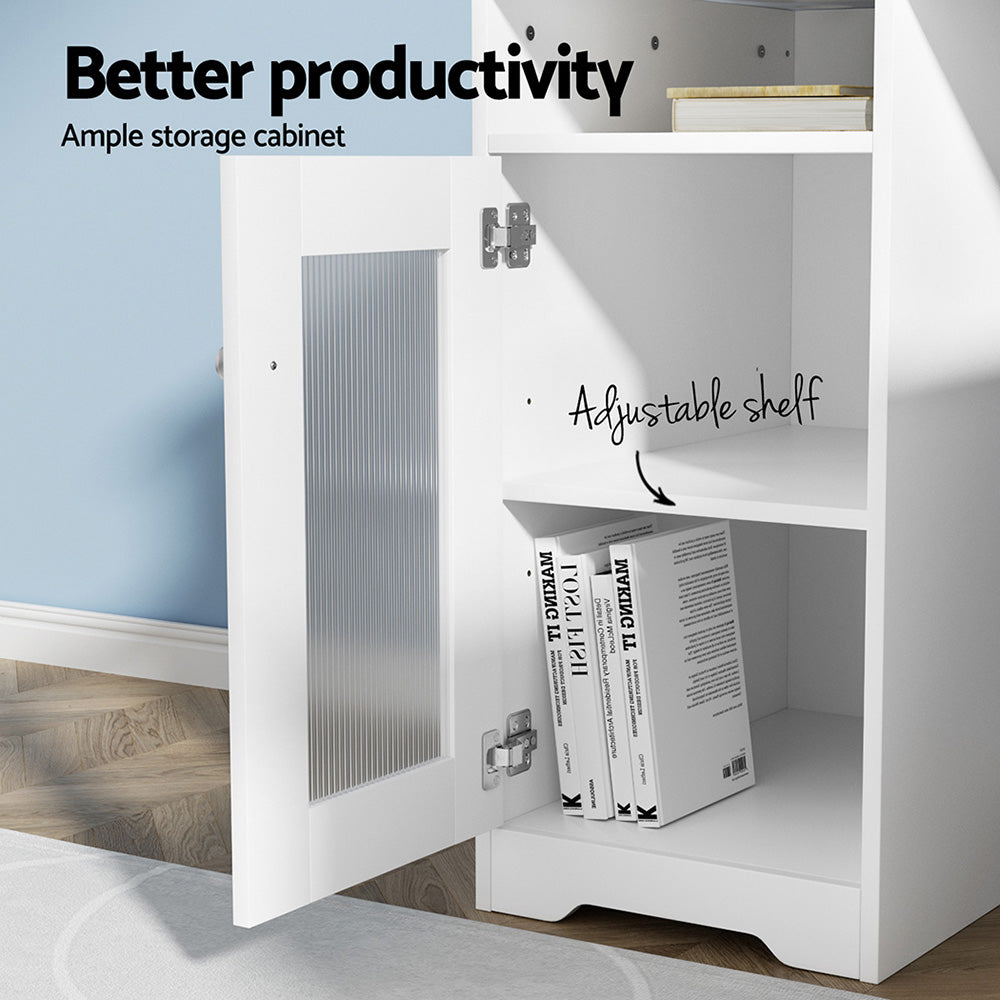 Artiss Computer Desk Shelf Cabinet L-Shape White 150cm