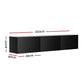 Emberlyn 200cm Floating Entertainment Unit TV Cabinet High Glossy Black 3 Cabinets - Black