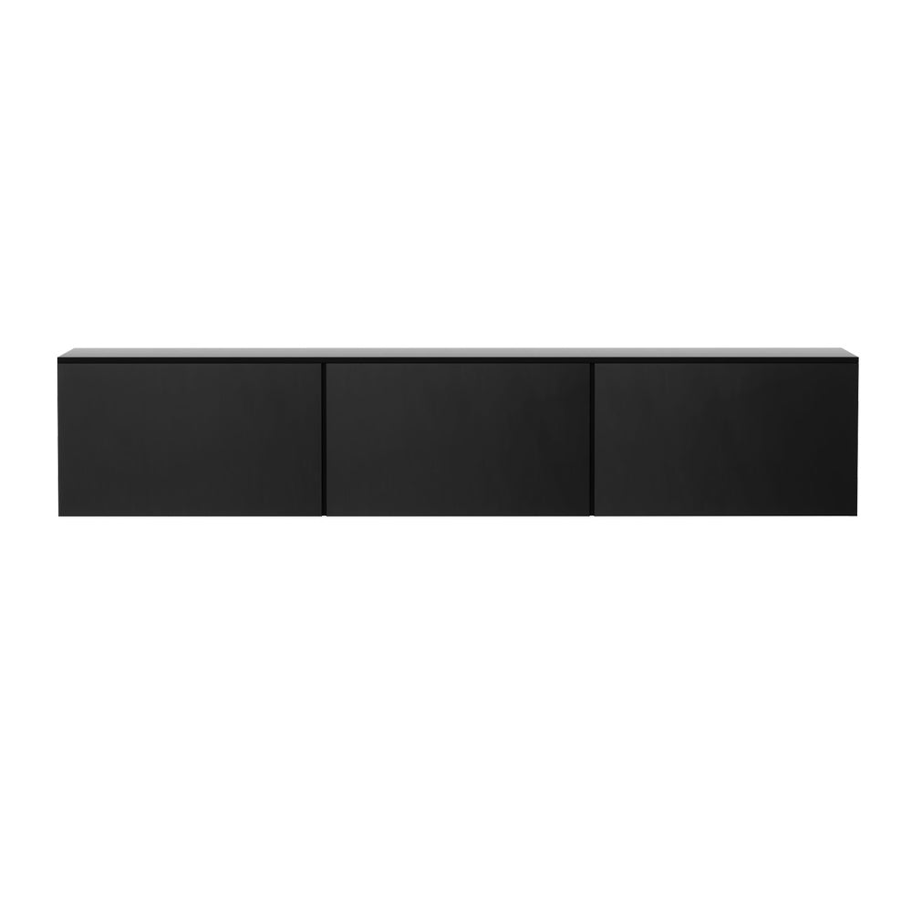 Emberlyn 200cm Floating Entertainment Unit TV Cabinet High Glossy Black 3 Cabinets - Black