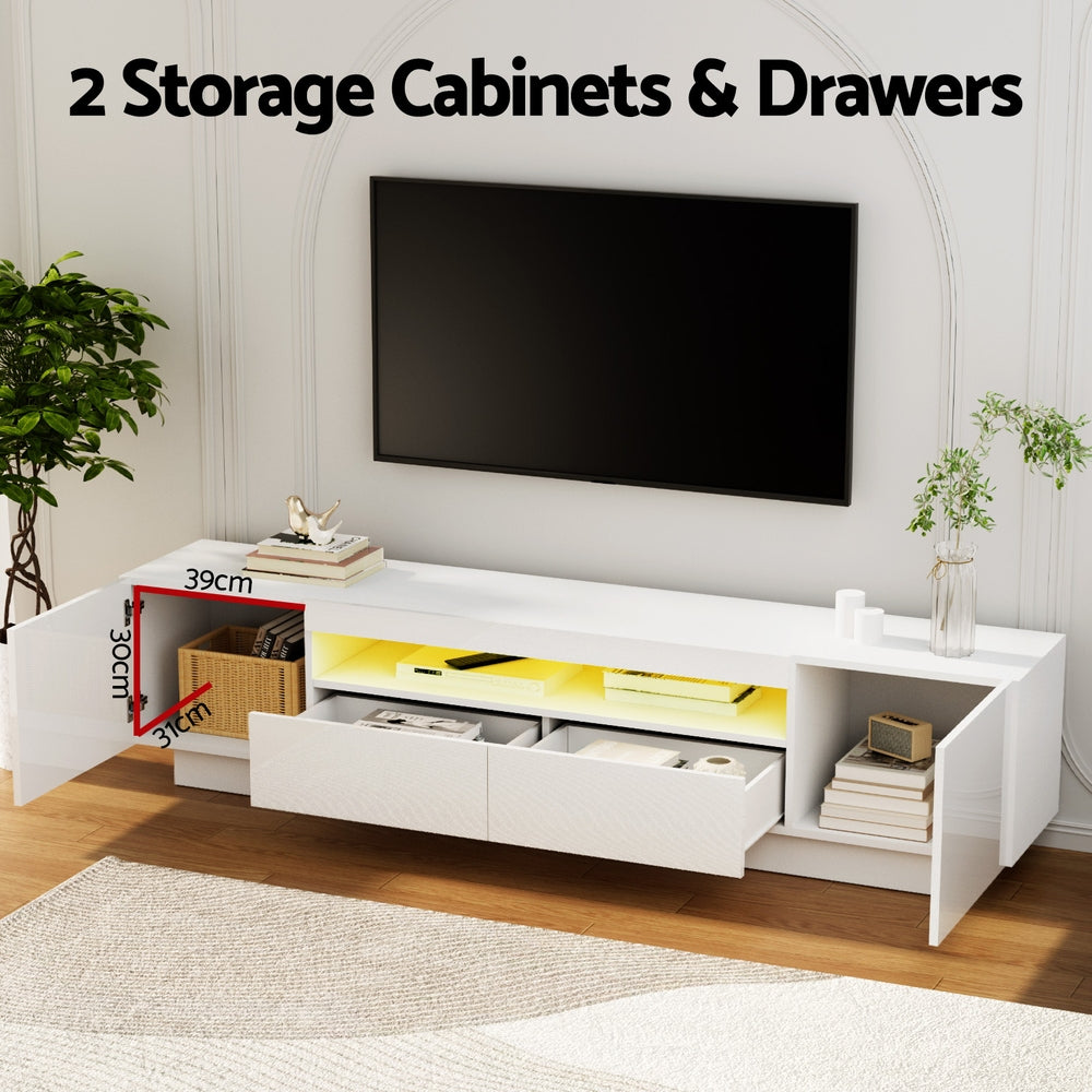 Thessaly 180cm TV Unit Entertainment Unit Storage Drawer RGB LED - White