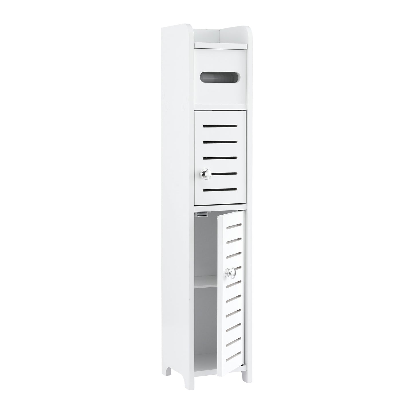 Bathroom Storage Cabinet 3-Tier Slim Toilet Paper Holder Organizer White