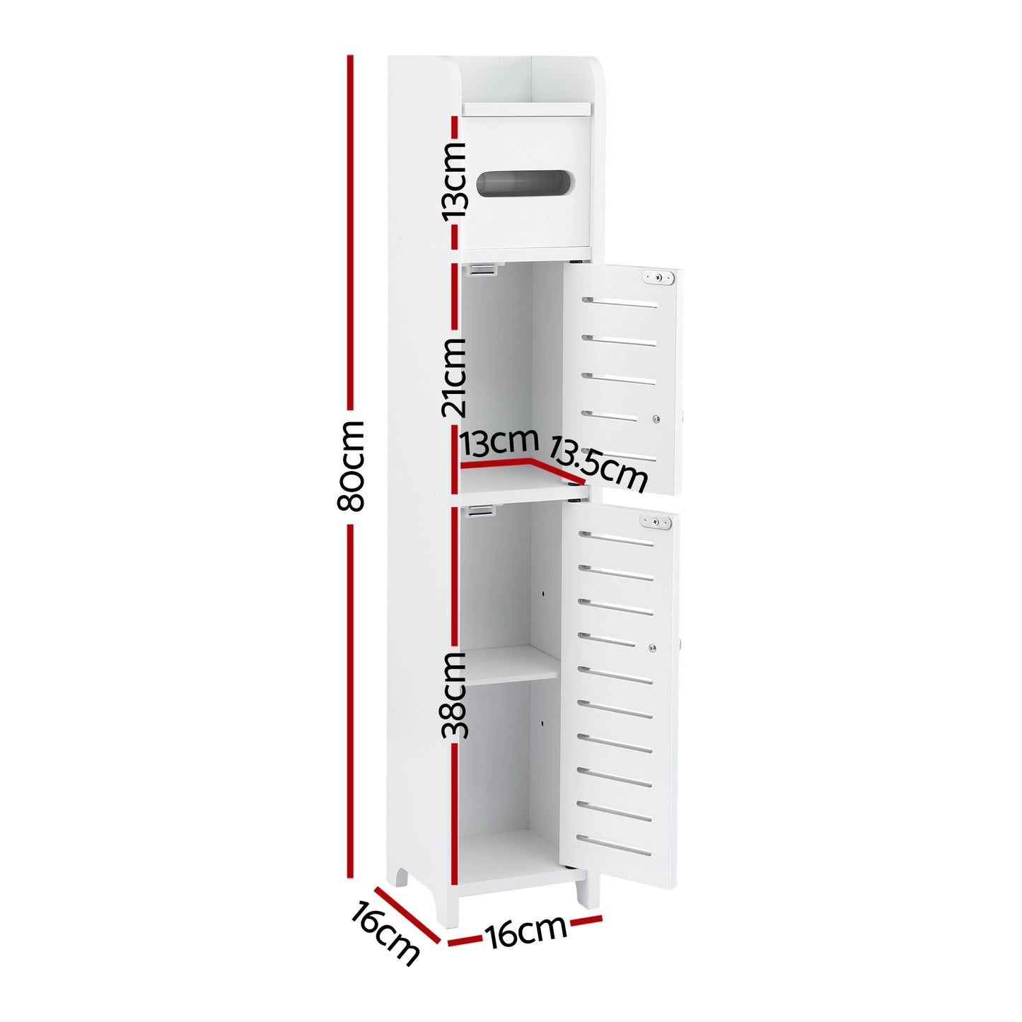 Bathroom Storage Cabinet 3-Tier Slim Toilet Paper Holder Organizer White