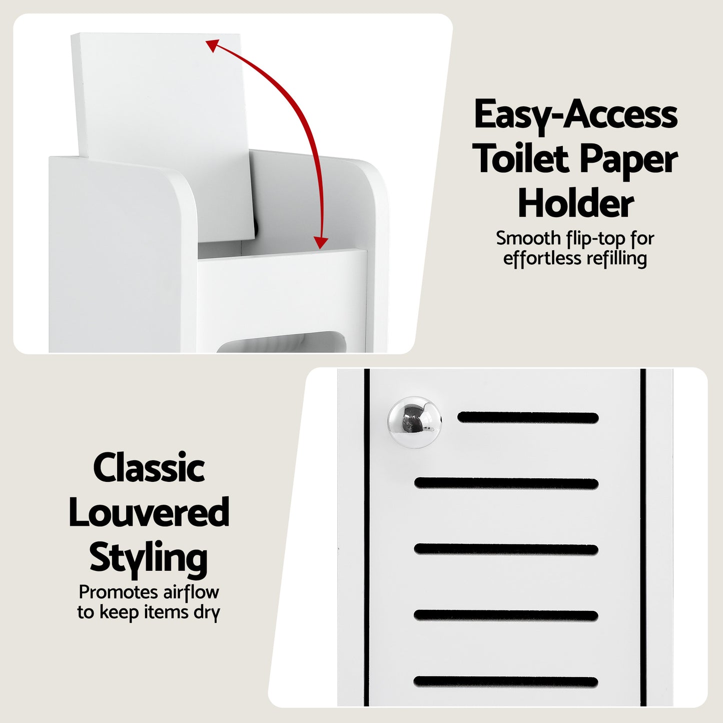 Bathroom Storage Cabinet 3-Tier Slim Toilet Paper Holder Organizer White