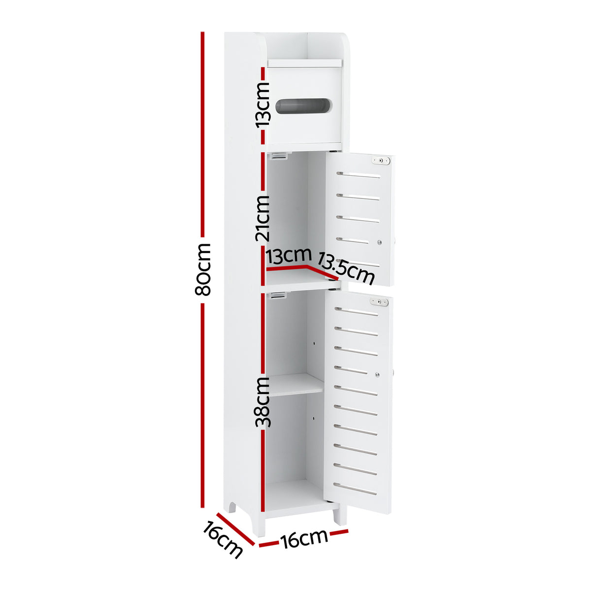 Set of 2 Bathroom Storage Cabinet 3-Tier Toilet Paper Holder Organizer White