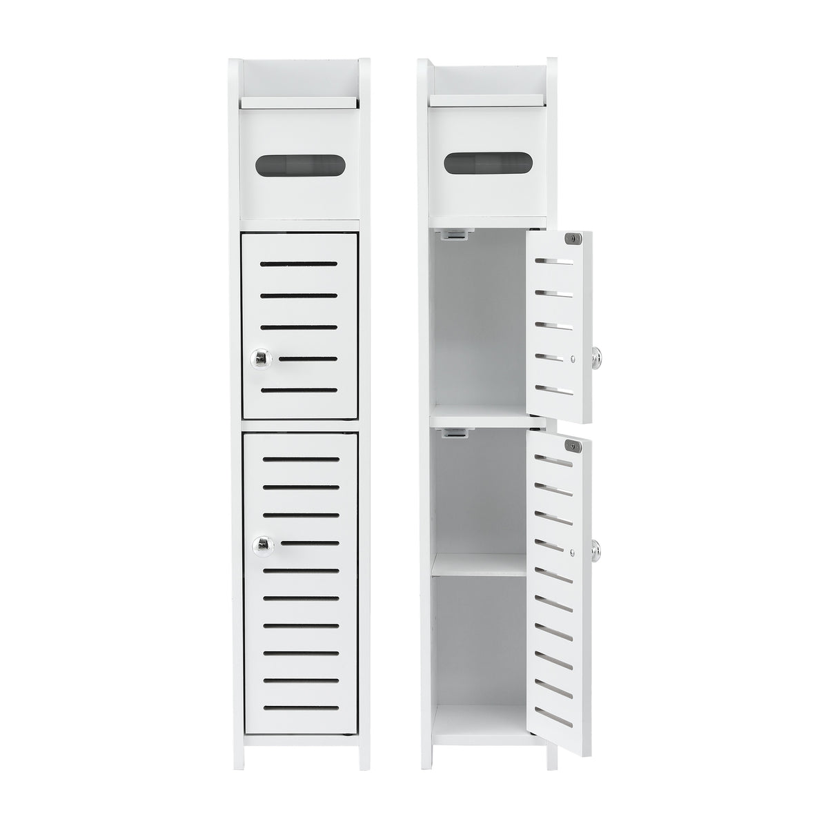 Set of 2 Bathroom Storage Cabinet 3-Tier Toilet Paper Holder Organizer White