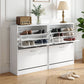 Artiss 2x Shoe Cabinet Storage Organiser 2 Flip Drawer White
