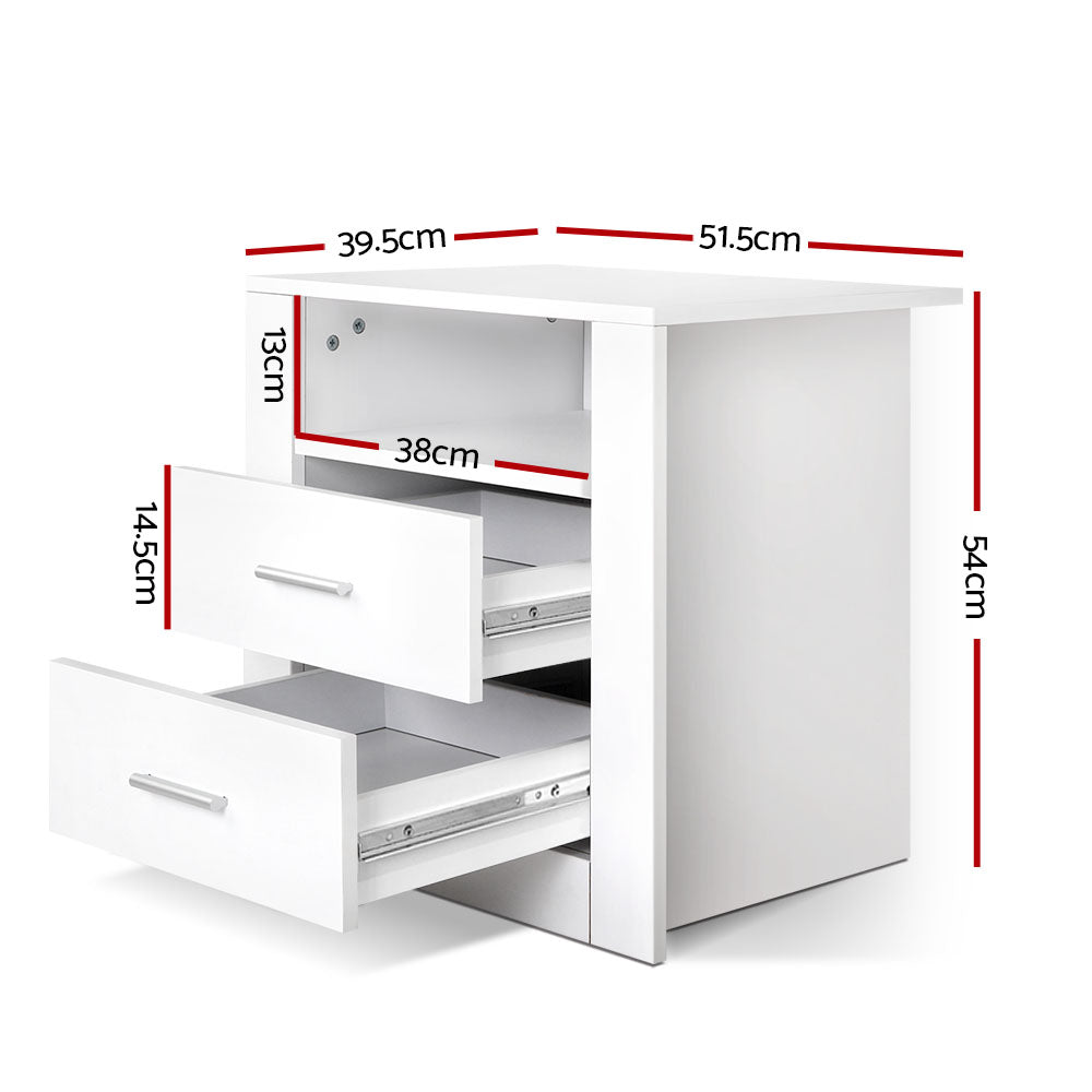 Norwich Single Bedroom Suite 5 Piece 1x Single Mattress, 1x Single Wooden Bed Frame, 2x White Bedside Tables and 1x White Tallboy