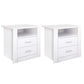 Set of 2 Eustache Bedside Tables with Shelf with 2 Drawers - White