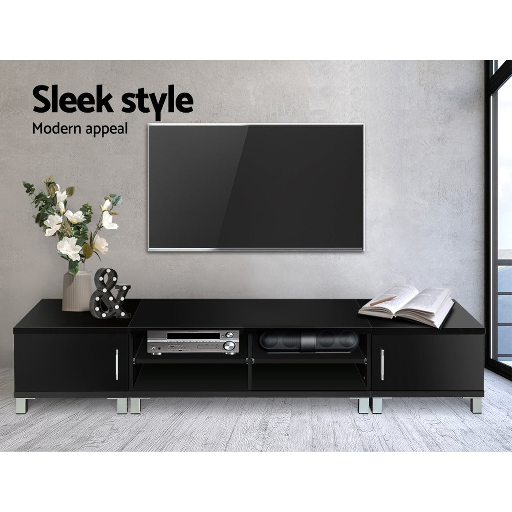 Odell 190cm Entertainment Unit with Cabinets - Black