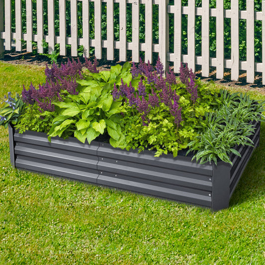 150x90cm Galvanised Steel Garden Bed - Aluminium Grey