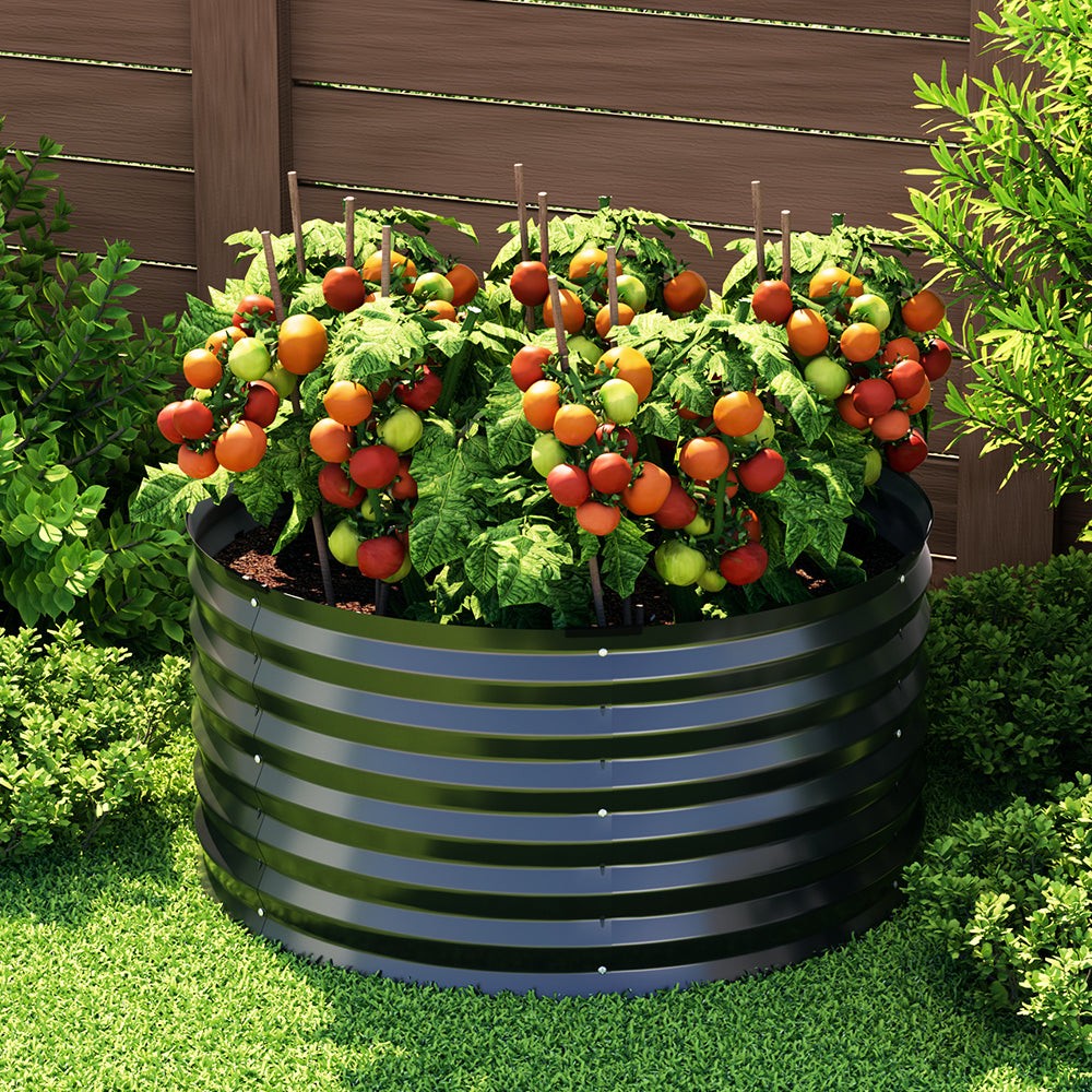 Garden Bed 90x45cm Round Latches Planter Box Raised Galvanised Herb ...