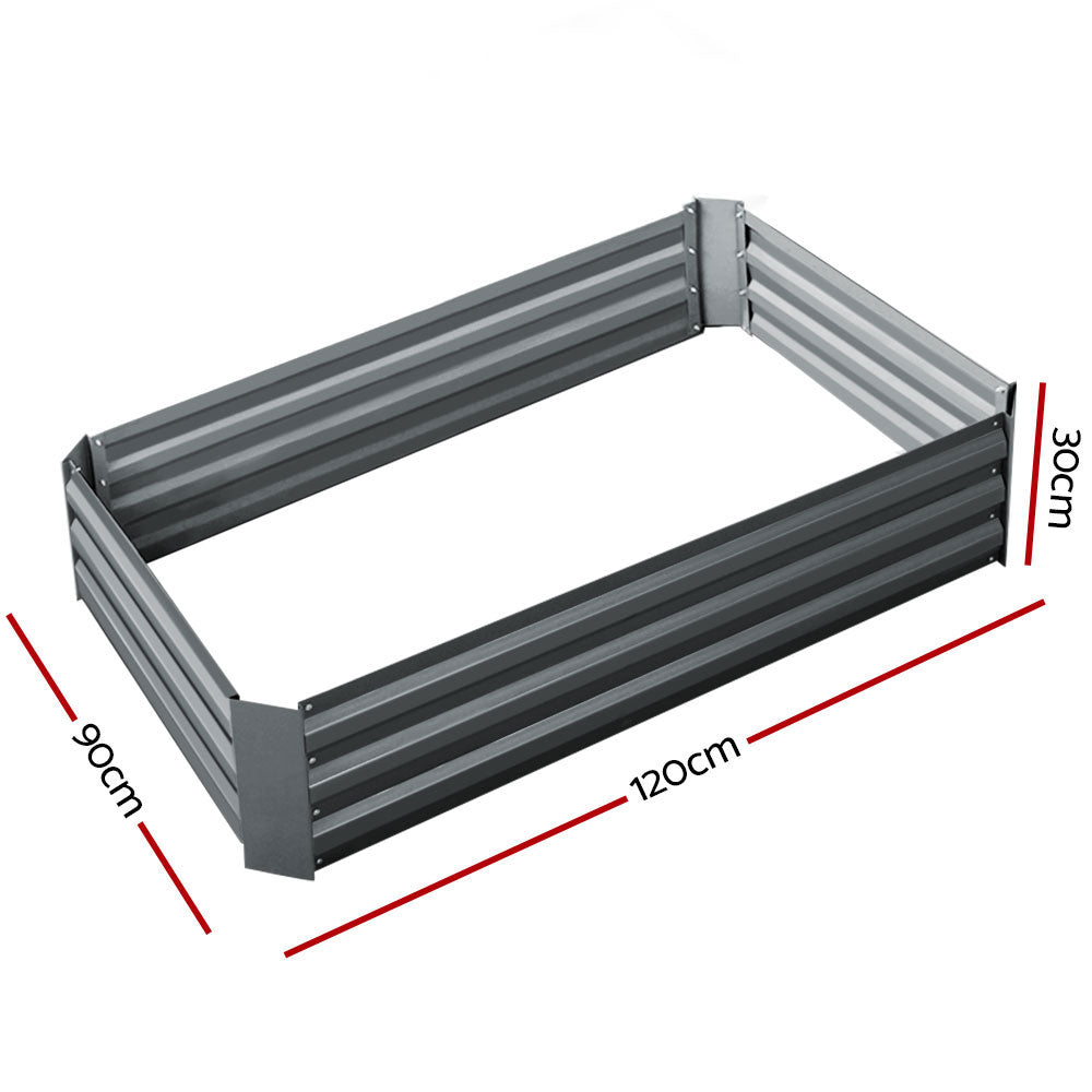 Set of 2 Garden Bed 120x90cm Planter Box Raised Container Galvanised Herb