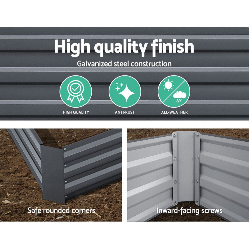 Set of 2 Garden Bed 120x90cm Planter Box Raised Container Galvanised Herb