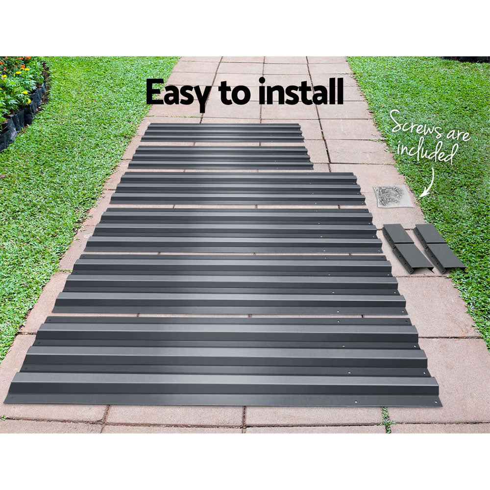Set of 2 Garden Bed 120x90cm Planter Box Raised Container Galvanised Herb
