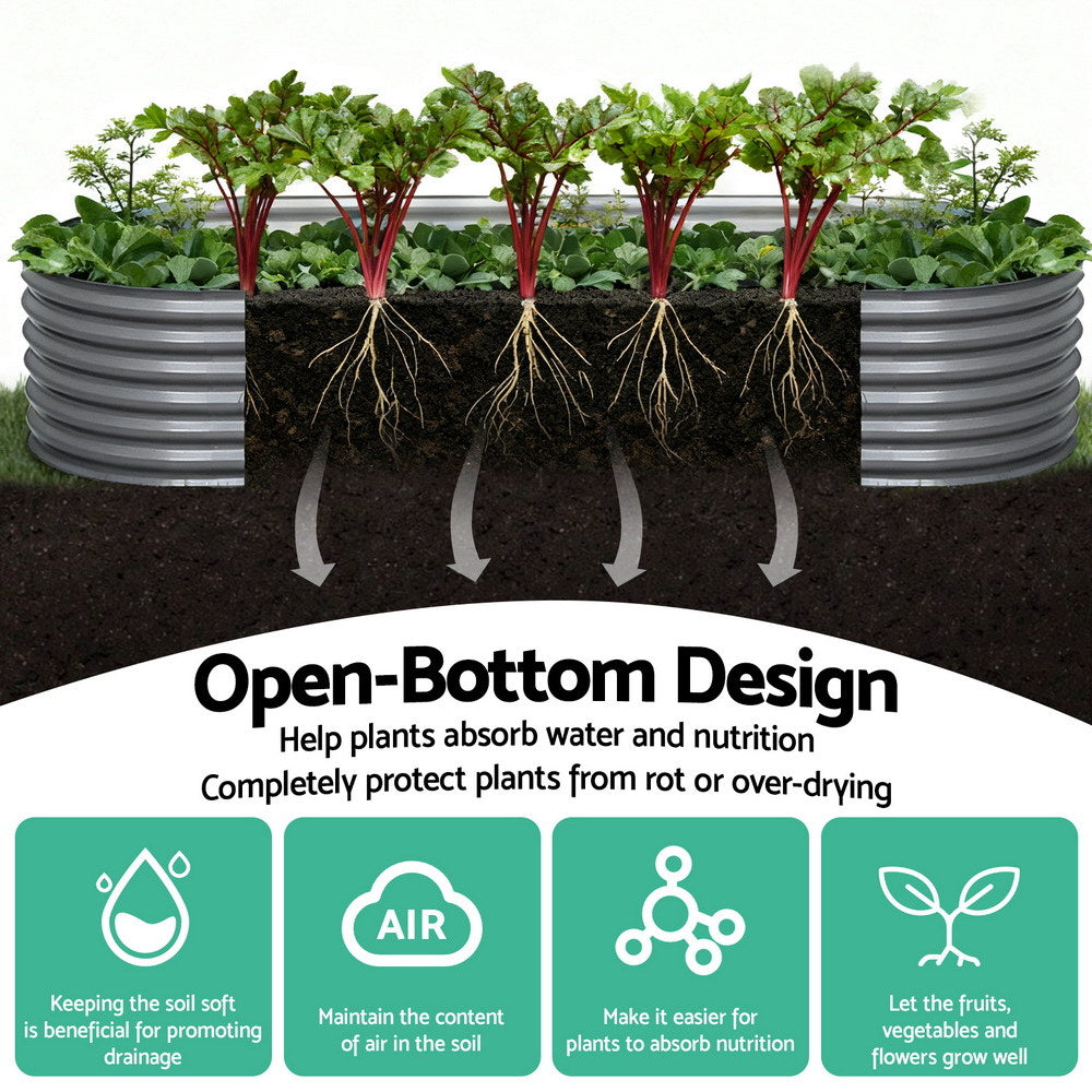 Garden Bed 320x80x42cm Oval Planter Box Raised Container Galvanised