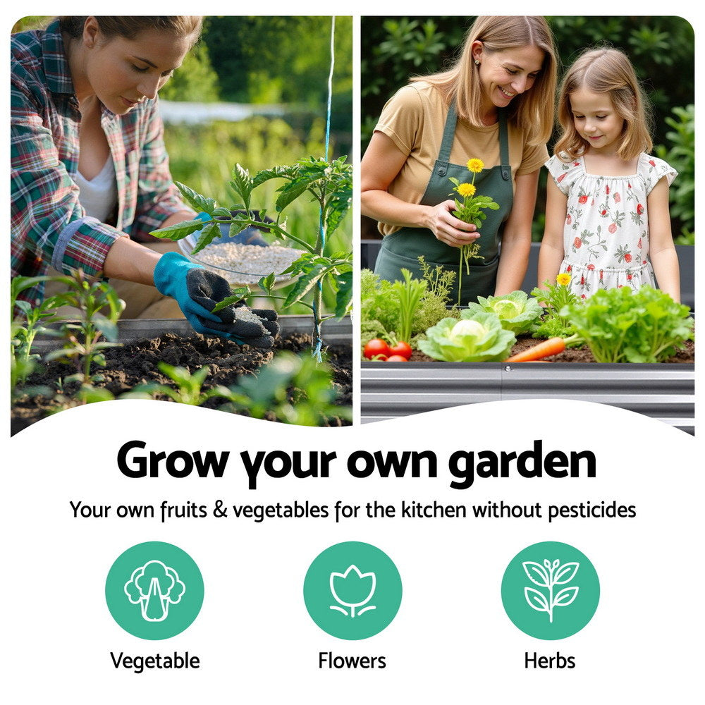 Garden Bed 240X80X56cm Oval Planter Box