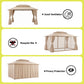 Instahut Gazebo 3x4m Canopy Outdoor Steel Frame Patio Tent Curtains Marquee Beige