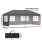 Instahut Gazebo 3x6m Pop Up Marquee Wedding Party Outdoor Camping Canopy Grey