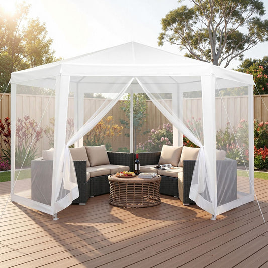 Instahut Gazebo 2x2m Marquee Wedding Party Tent Outdoor Camping Mesh Wall Canopy Shade Gazebos Navy