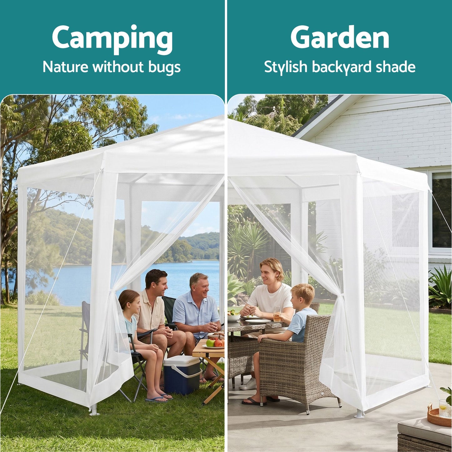 Instahut Gazebo 2x2m Marquee Wedding Party Tent Outdoor Camping Mesh Wall Canopy Shade Gazebos Navy
