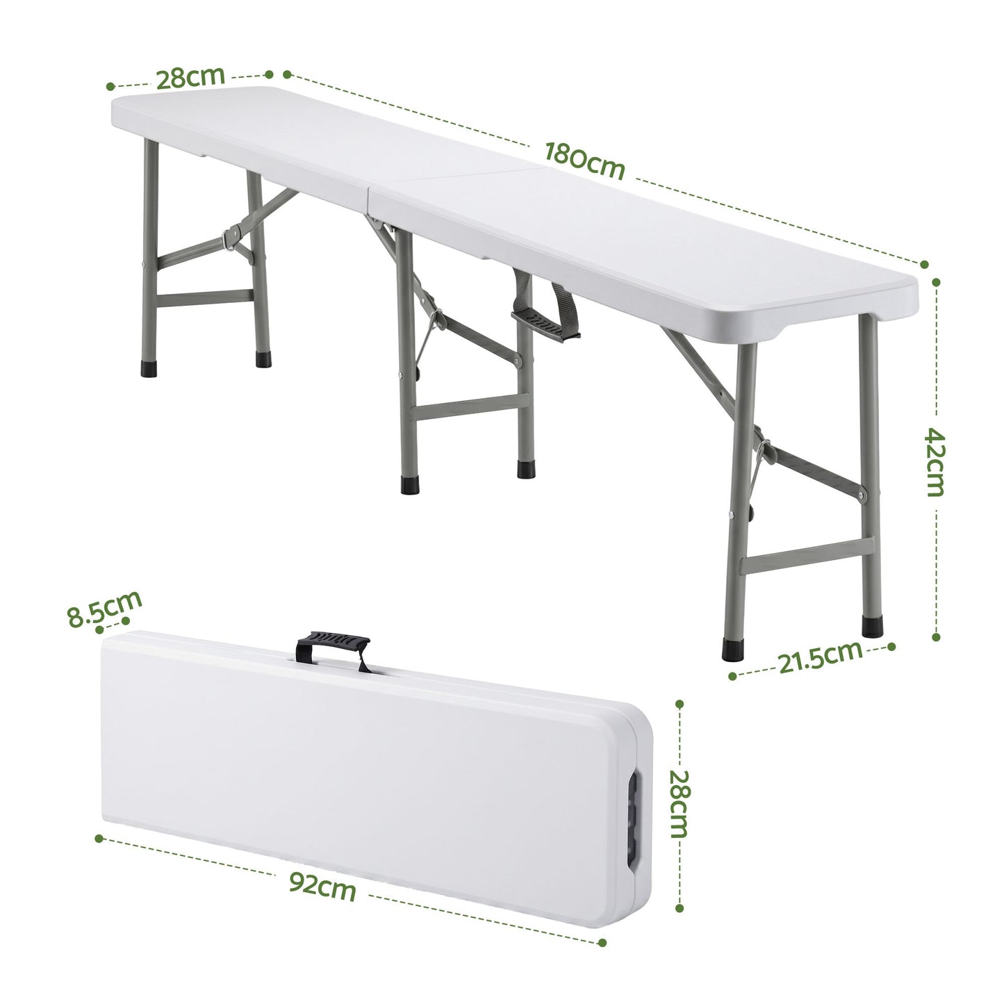 Folding Table 180cm Trestle HDPE Fold In Half - White